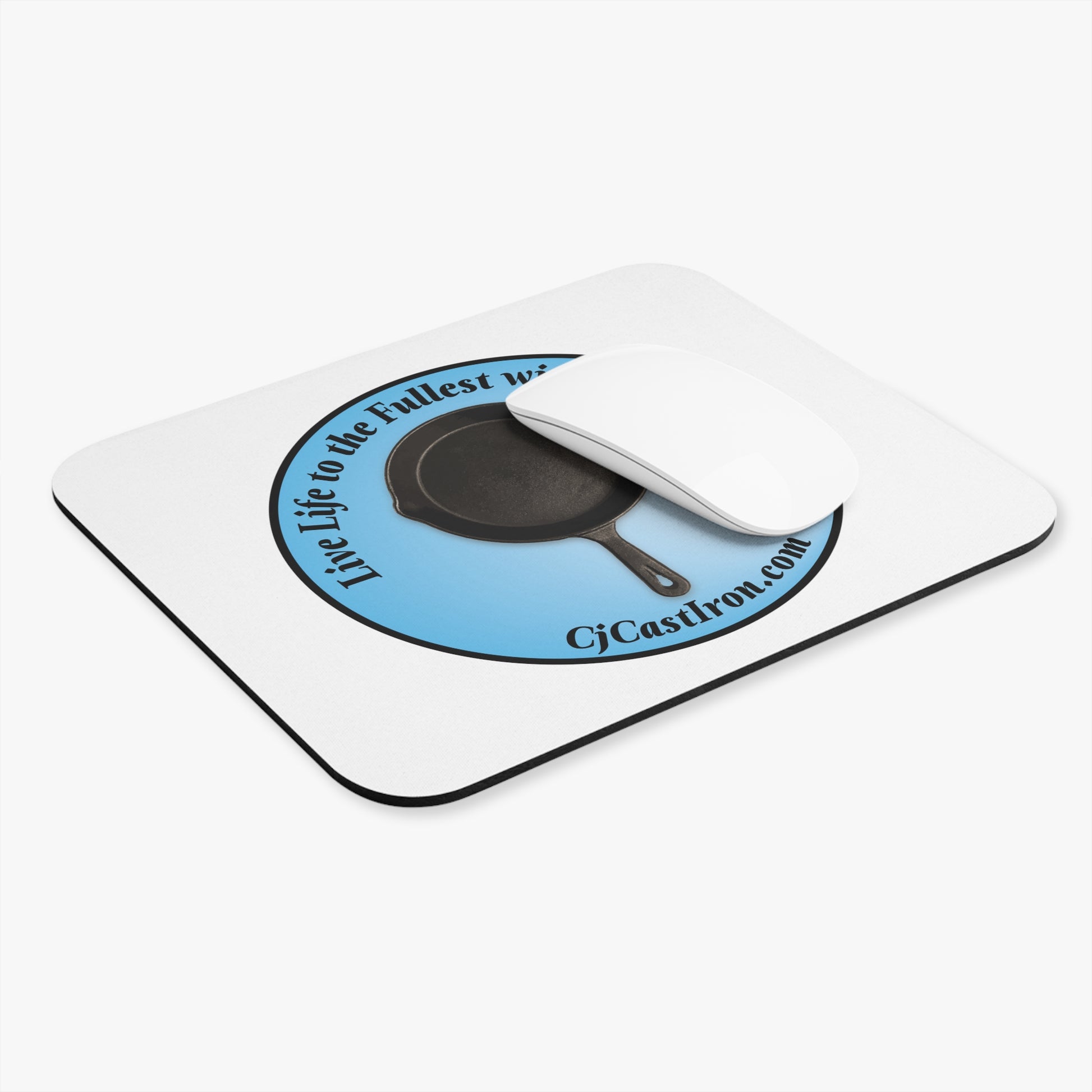 "Live Life to the Fullest with Cast Iron" Mouse Pad (Blue Gradient)